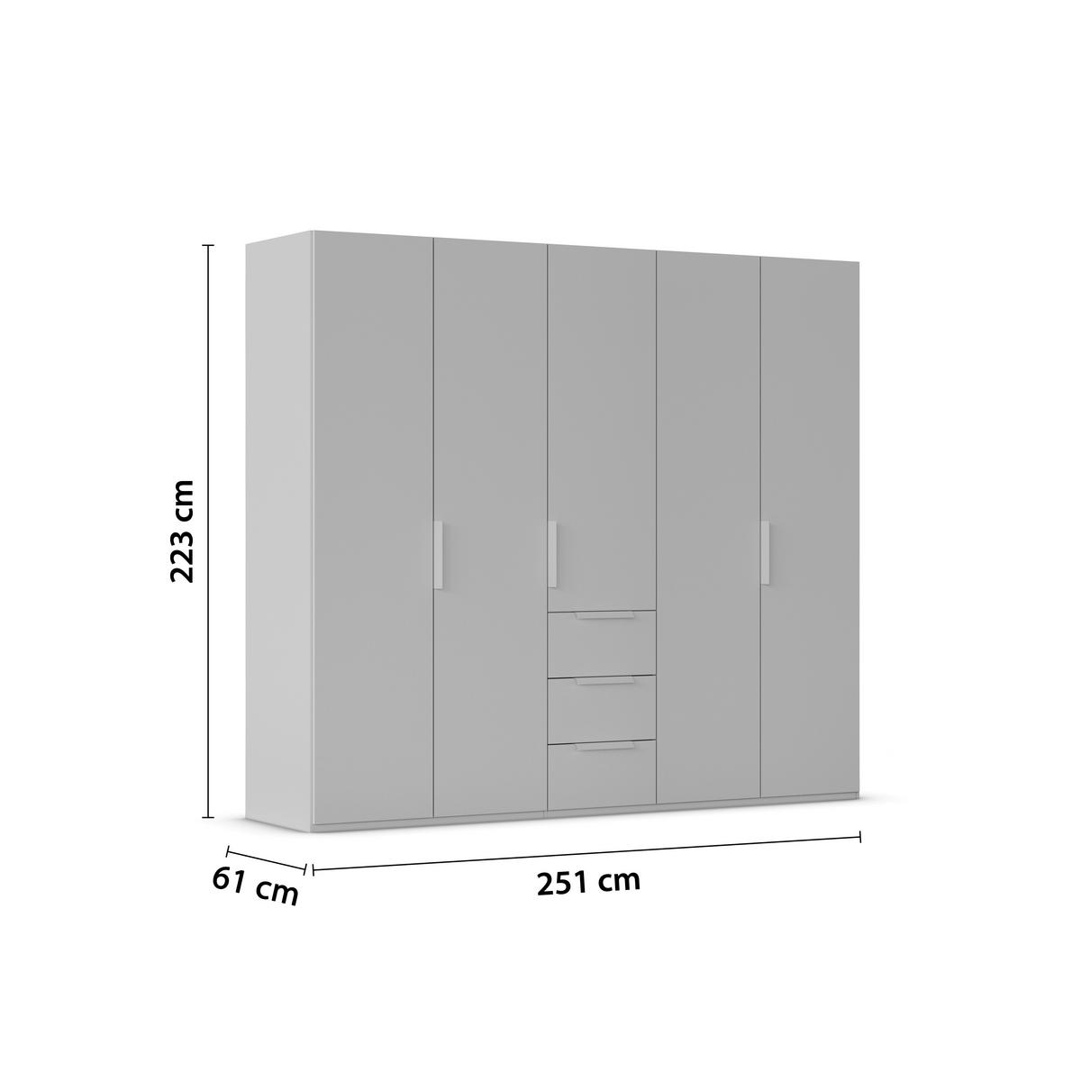 DREHTÜRENSCHRANK 251/223/61 cm,  in Graphitfarben, 5-türig  - Graphitfarben, Basics, Glas/Holzwerkstoff (251/223/61cm) - Novel