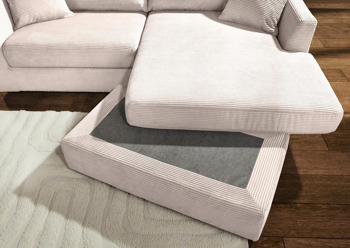 ECKSOFA Naturfarben Cord  - Schwarz/Naturfarben, KONVENTIONELL, Kunststoff/Textil (234/170cm) - Carryhome