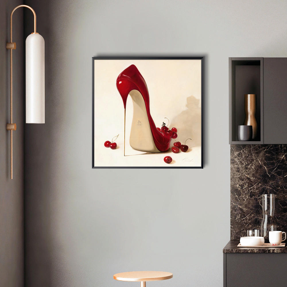 KUNSTDRUCK 50/50 cm  - Rot/Creme, Basics, Papier (50/50cm) - Monee
