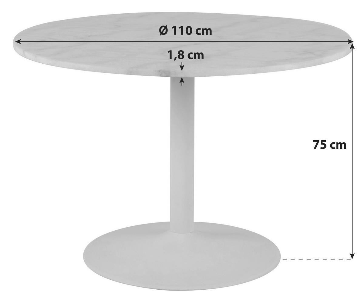 JEDÁLENSKÝ STÔL, čierna, biela, 110/110/75 cm - čierna/biela, Trend, kov/kameň (110/110/75cm) - Livetastic