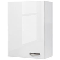 KÜCHENOBERSCHRANK 60/89/32 cm  in Weiß, Weiß Hochglanz  - Edelstahlfarben/Weiß Hochglanz, MODERN, Holzwerkstoff/Metall (60/89/32cm) - FlexWell