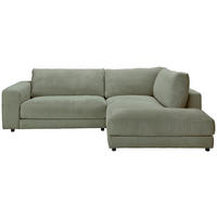 ECKSOFA in Cord Dunkelgrün  - Dunkelgrün/Schwarz, Design, Kunststoff/Textil (265/224cm) - Hom`in