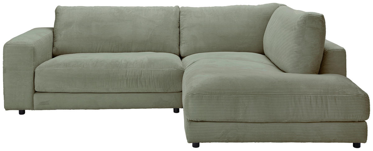 ECKSOFA in Cord Dunkelgrün  - Dunkelgrün/Schwarz, Design, Kunststoff/Textil (265/224cm) - Hom`in