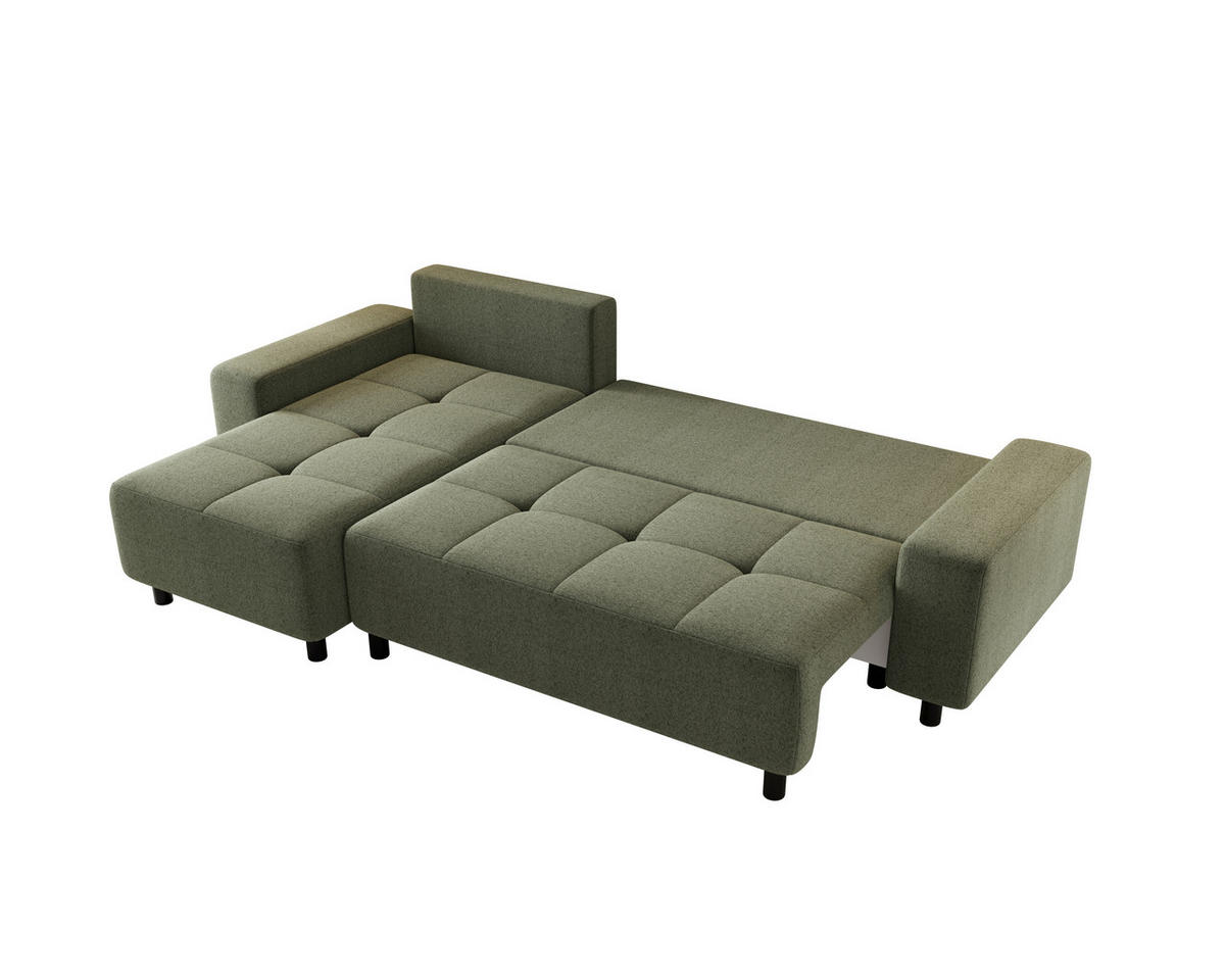 ECKSOFA  in Jacquard Olivgrün  - Schwarz/Olivgrün, MODERN, Kunststoff/Textil (144/246cm) - Carryhome