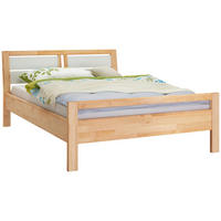 BETT 140/200 cm  in Weiß, Erlefarben   - Erlefarben/Weiß, Natur, Glas/Holz (140/200cm) - Linea Natura