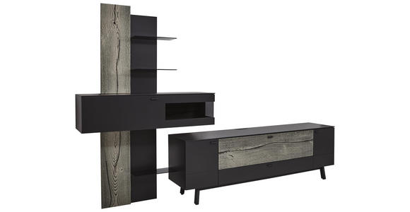 WOHNWAND in Anthrazit, Grau, Eichefarben - Eichefarben/Anthrazit, Design, Glas/Holz (333,1/223,2/49,2cm) - Dieter Knoll