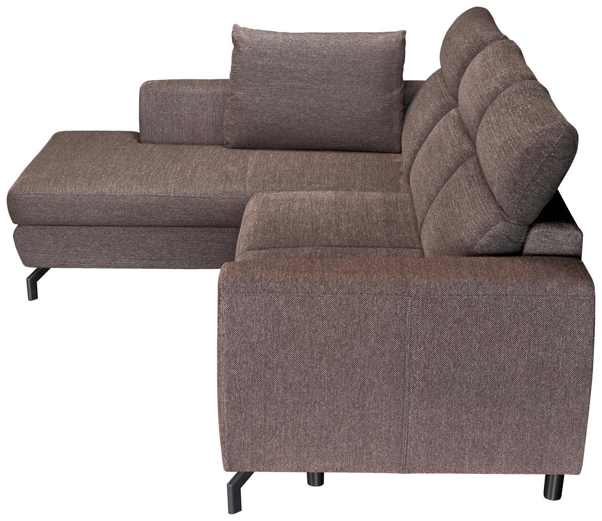 ECKSOFA Dunkelbraun Chenille  - Dunkelbraun/Schwarz, KONVENTIONELL, Textil/Metall (185/266cm) - Carryhome