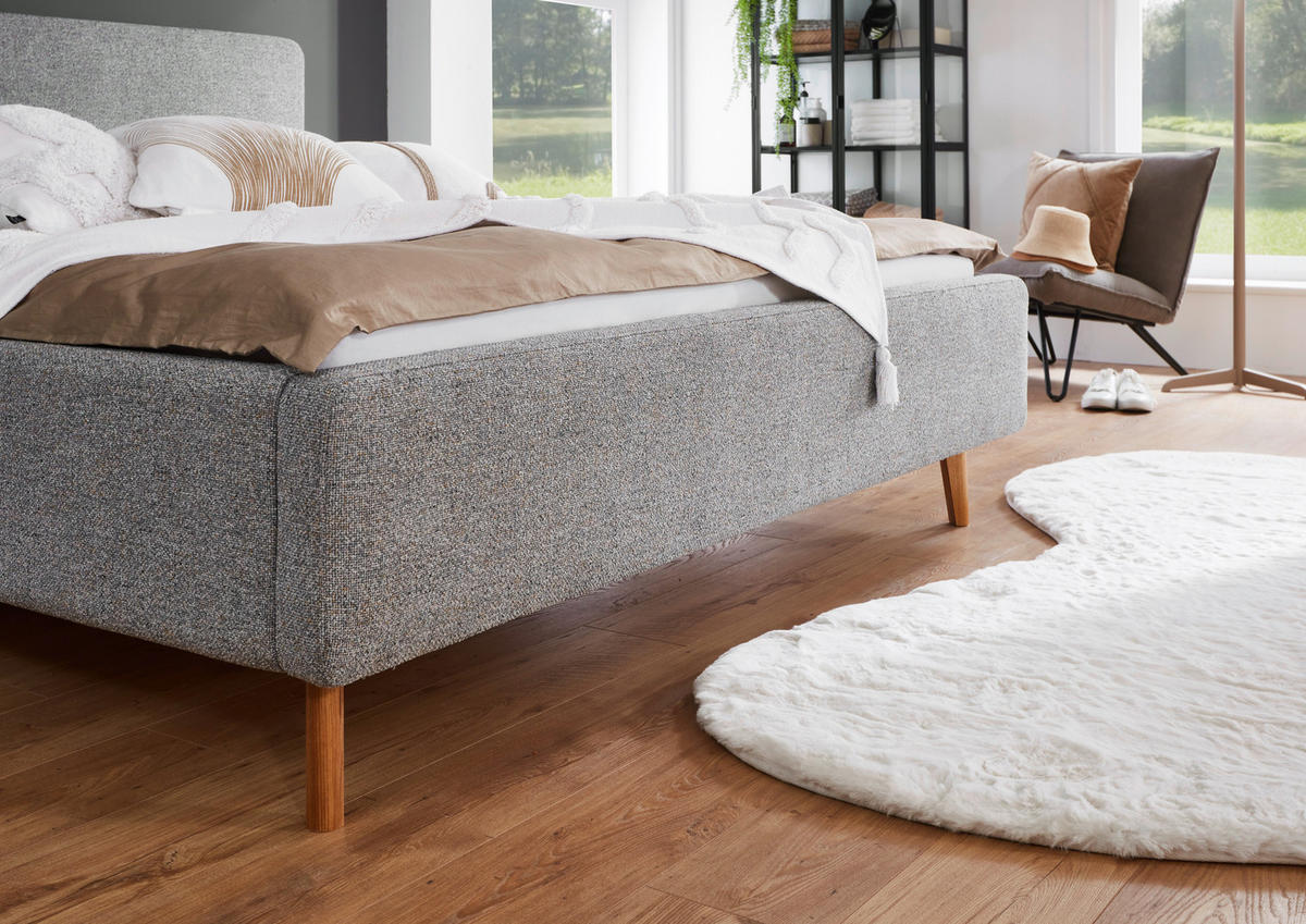 POLSTERBETT 180/200 cm  in Grau  - Eichefarben/Grau, Design, Holz/Textil (180/200cm) - MID.YOU