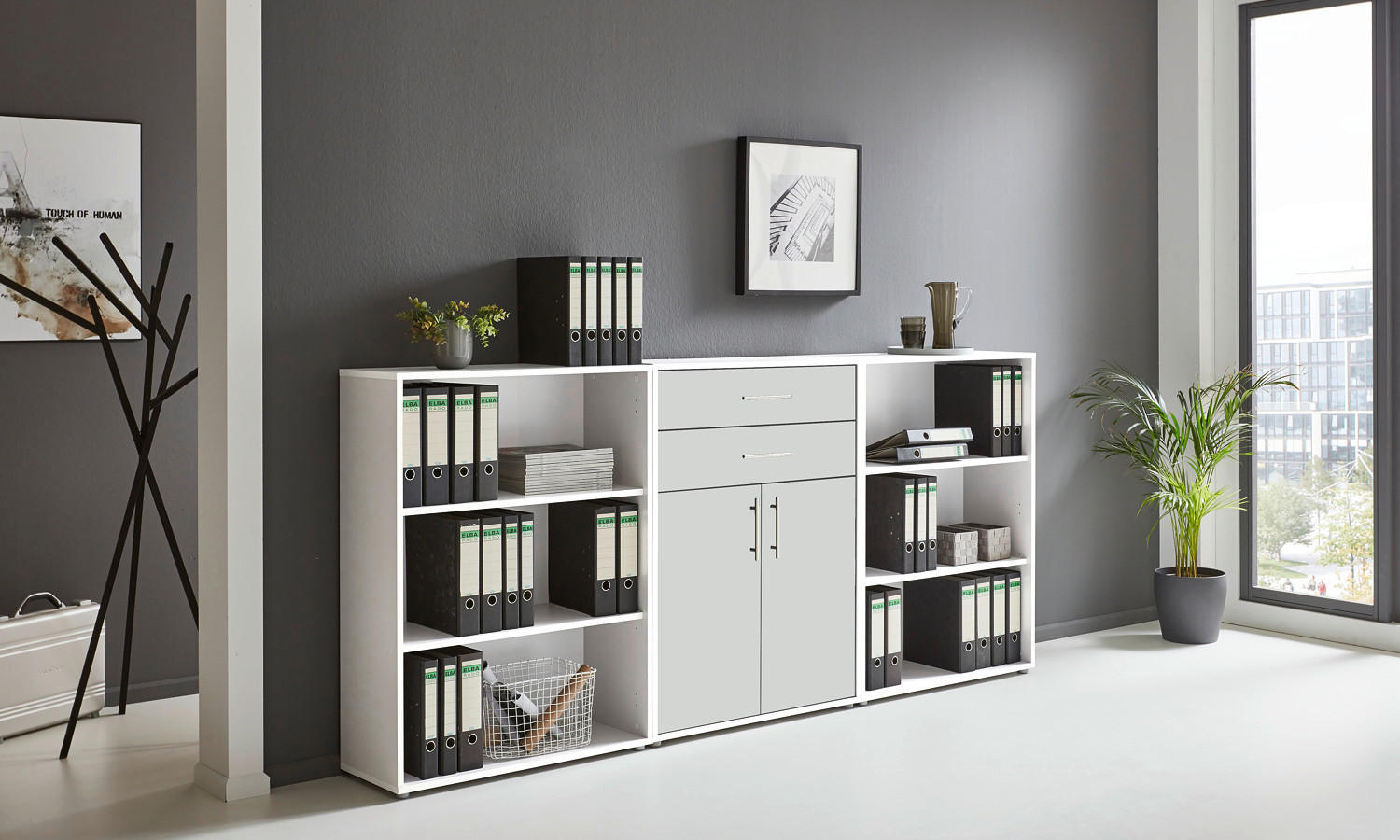 AKTENSCHRANK Weiß  - Weiß, MODERN, Holzwerkstoff (253,2/113,6/33cm) - MID.YOU