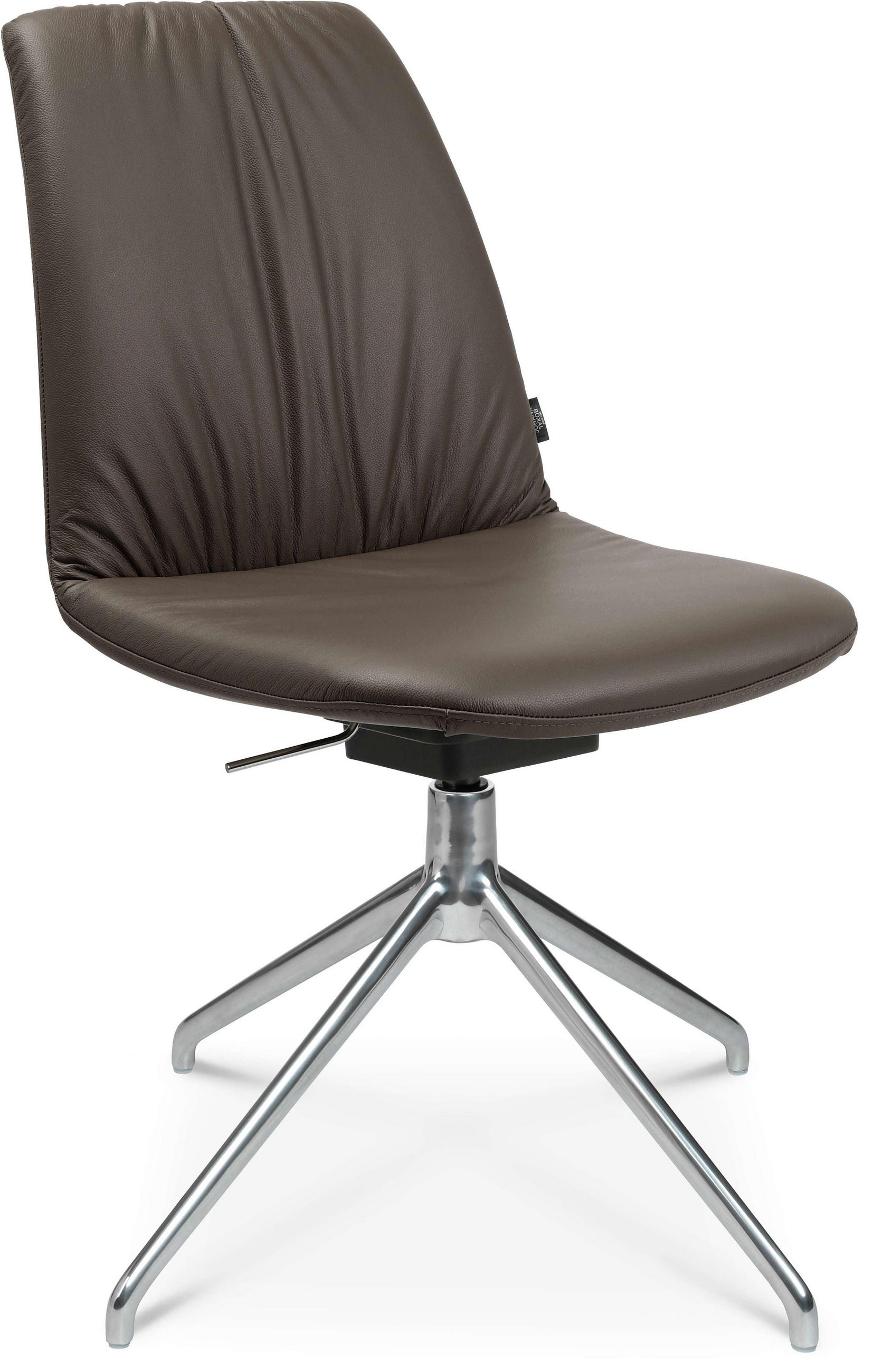 STUHL Echtleder Braun, Alufarben  - Alufarben/Braun, Design, Leder/Metall (46/81,5-84,5/55cm) - Johann Jakob
