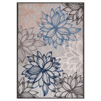 TEPIH ZA UNUTAR./VANJ. UPORAB 160/230 cm   plava, siva, bijela  Floral  - bijela/siva, Lifestyle, tekstil/plastika (160/230cm)