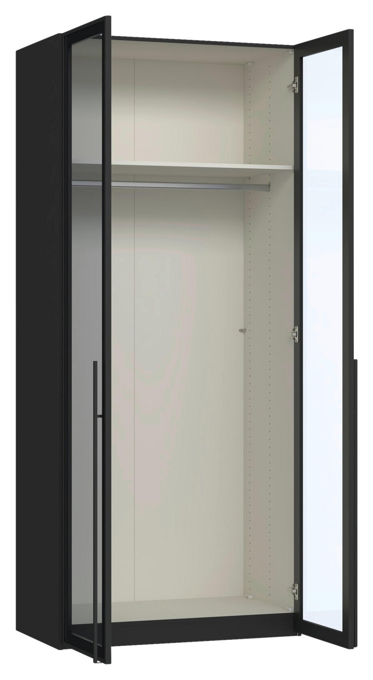 DREHTÜRENSCHRANK 102/236/59 cm,  in Schwarz, 2-türig  - Schwarz, Design, Glas/Holzwerkstoff (102/236/59cm) - Jutzler