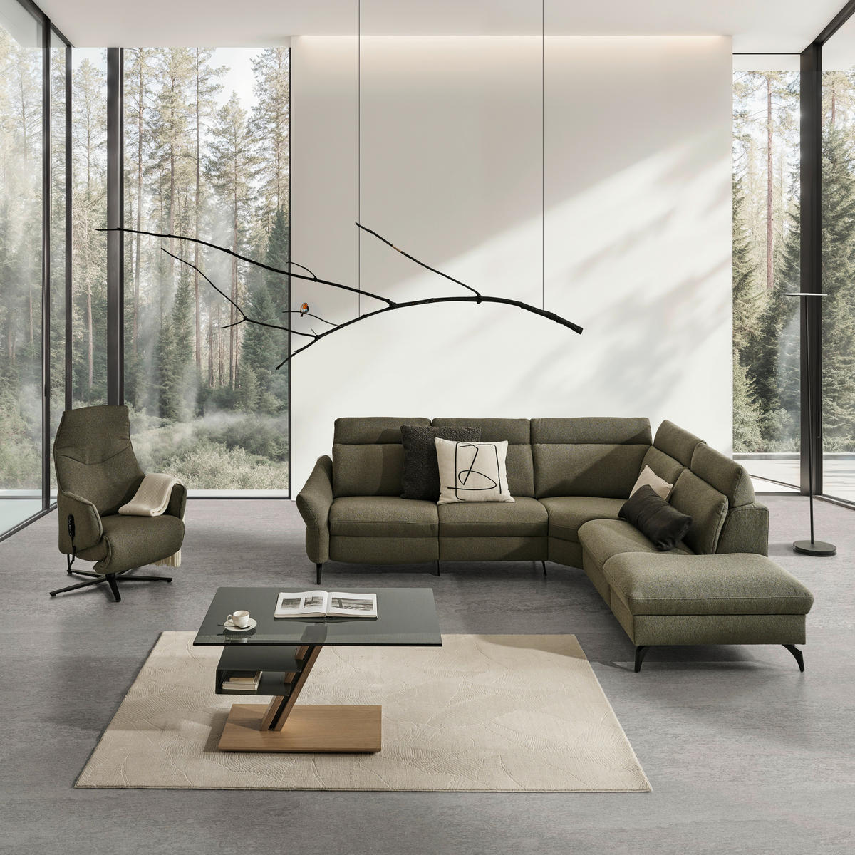 ECKSOFA Flachgewebe Taupe  - Taupe/Anthrazit, Konventionell, Textil/Metall (272/233cm) - Himolla Komfortklass