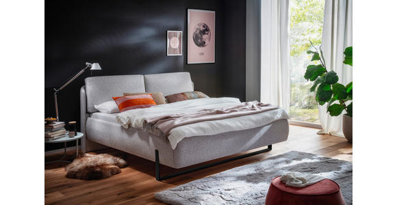 POLSTERBETT 180/200 cm  in Hellgrau  - Hellgrau/Schwarz, Design, Textil/Metall (180/200cm) - Esposa