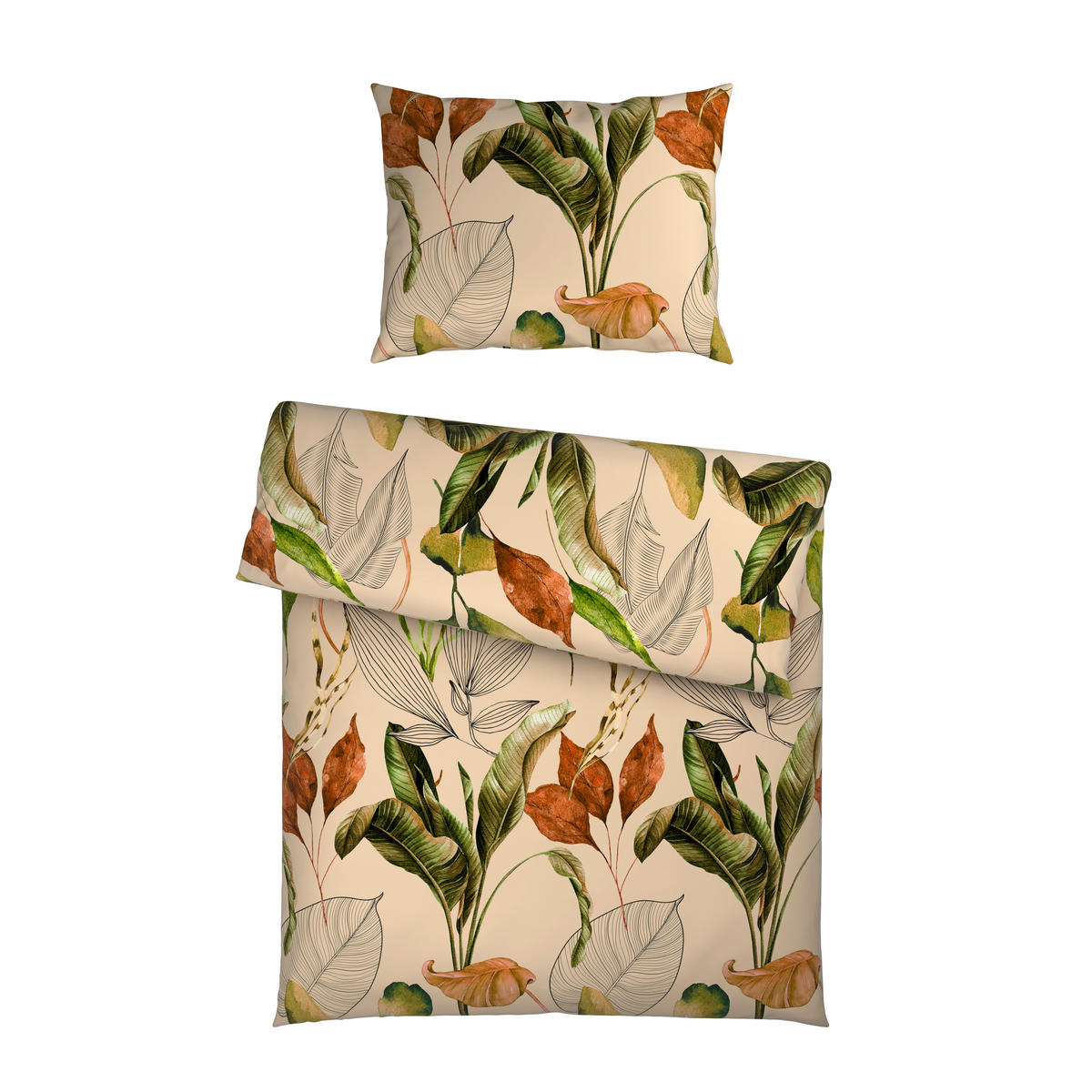 BETTWÄSCHESET CUBY Satin 160/210 cm  50 cm/70 cm  - Grün, Konventionell, Textil (160/210cm) - Novel