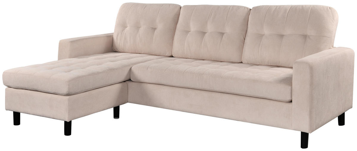 ECKSOFA ARDEN Creme Struktur Rückenkissen  - Creme/Schwarz, Design, Kunststoff/Textil (231/153cm) - MID.YOU