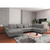 WOHNLANDSCHAFT in Flachgewebe Hellgrau  - Hellgrau/Schwarz, Konventionell, Textil/Metall (185/357/231cm) - Sit & More