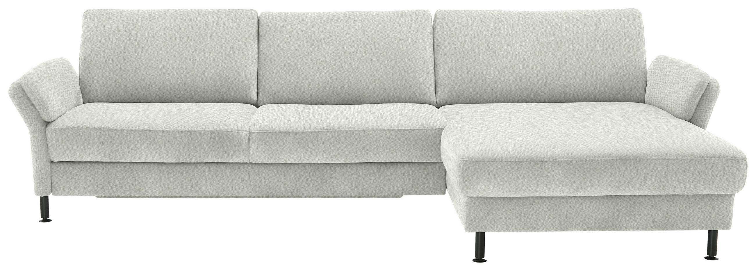 ECKSOFA Chenille, Flachgewebe Naturfarben  - Schwarz/Naturfarben, Design, Textil/Metall (316/175cm) - Dieter Knoll