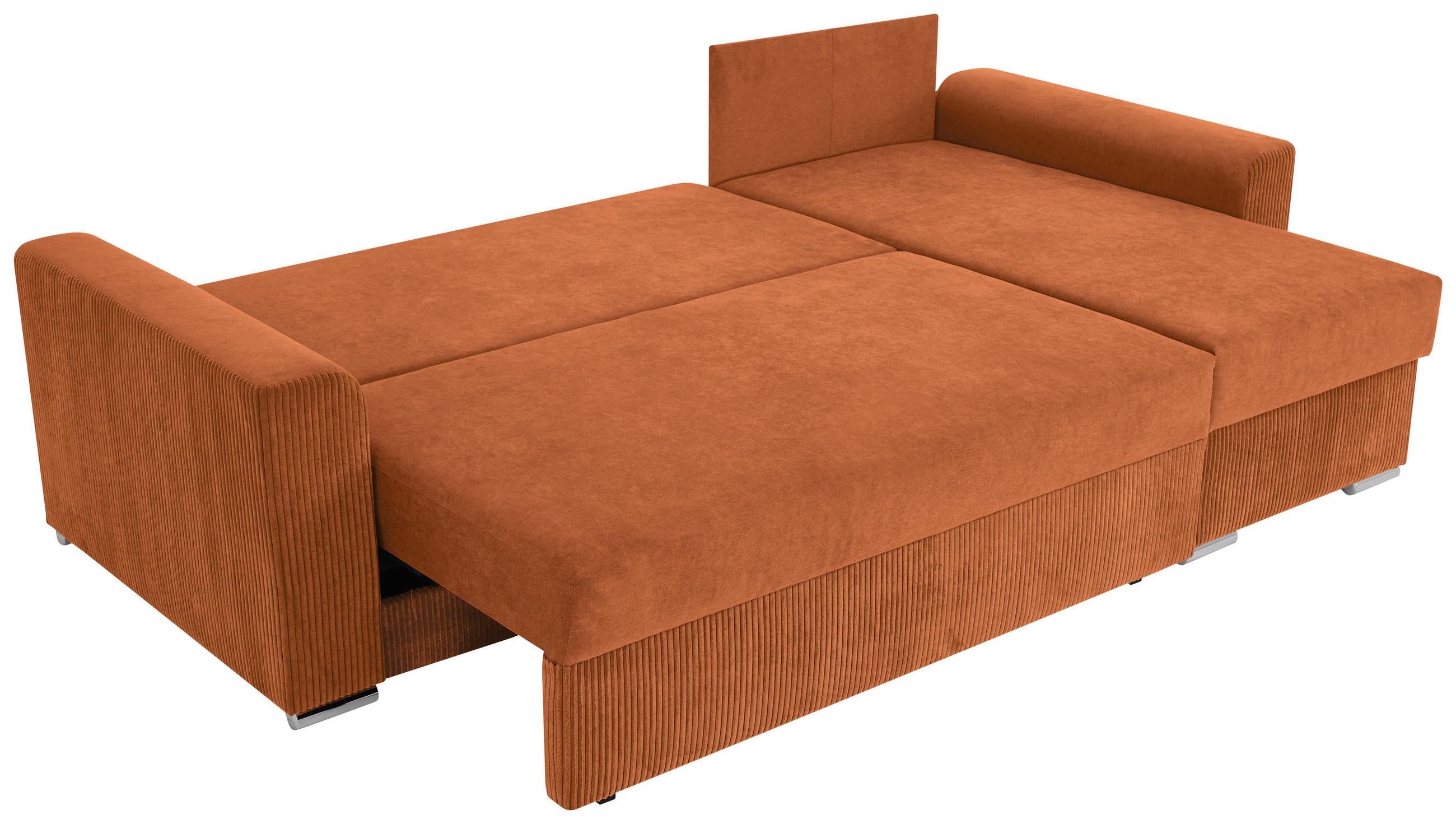 ECKSOFA in Cord, Mikrofaser Rostfarben  239/141 cm  - Chromfarben/Rostfarben, Design, Kunststoff/Textil (239/141cm) - Livetastic