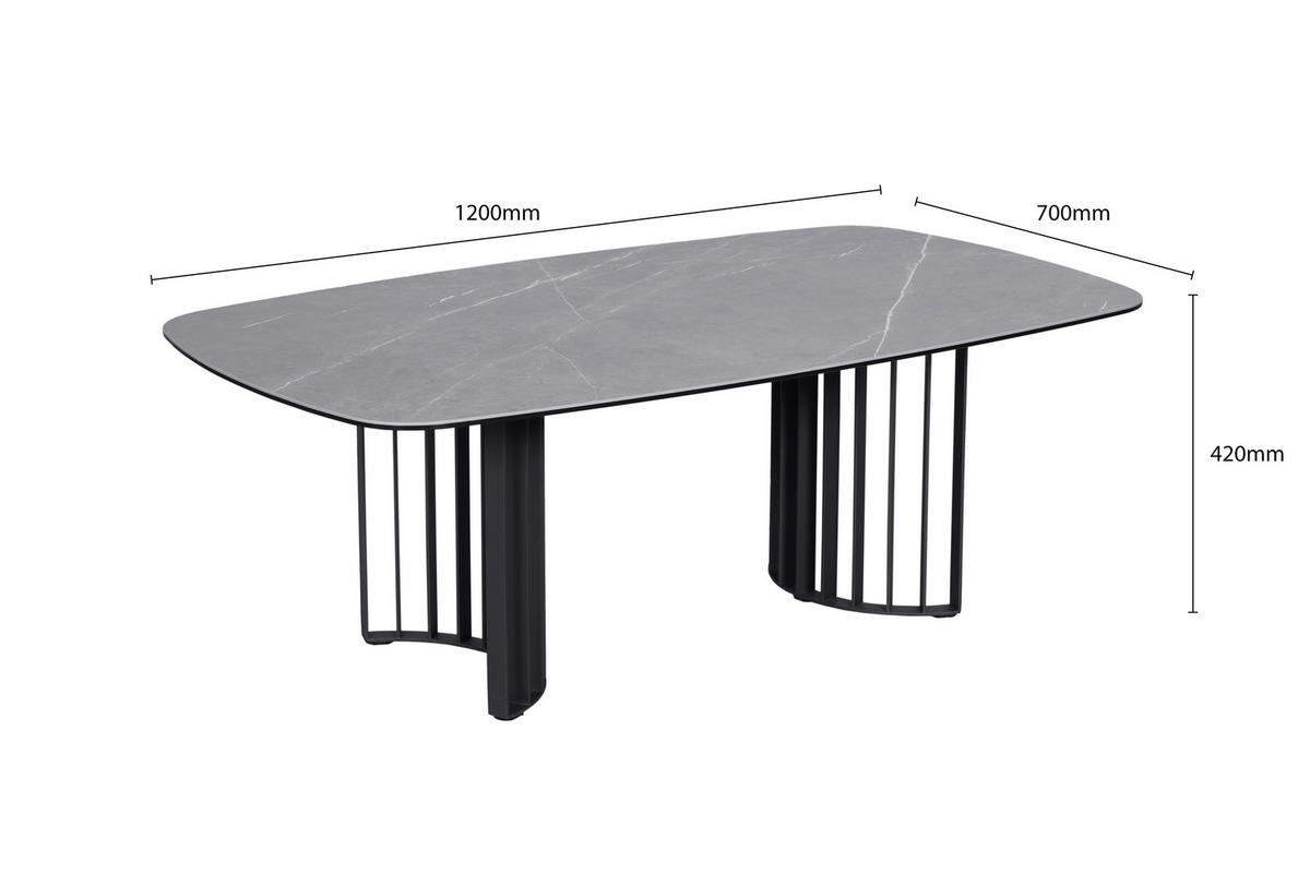 SOFFBORD i metall, glas, keramik 120/70/42 cm  - svart/grå, Design, metall/glas (120/70/42cm) - Novel