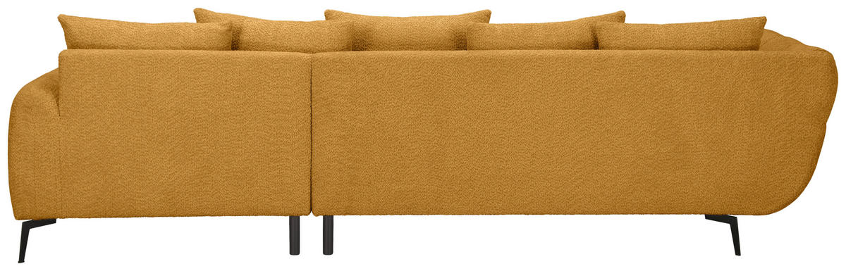 ECKSOFA 318/217 cm  in Bouclé Currygelb Zierkissen, Rückenkissen, Rücken echt  318/217 cm  - Currygelb/Schwarz, MODERN, Textil/Metall (318/217cm) - Carryhome