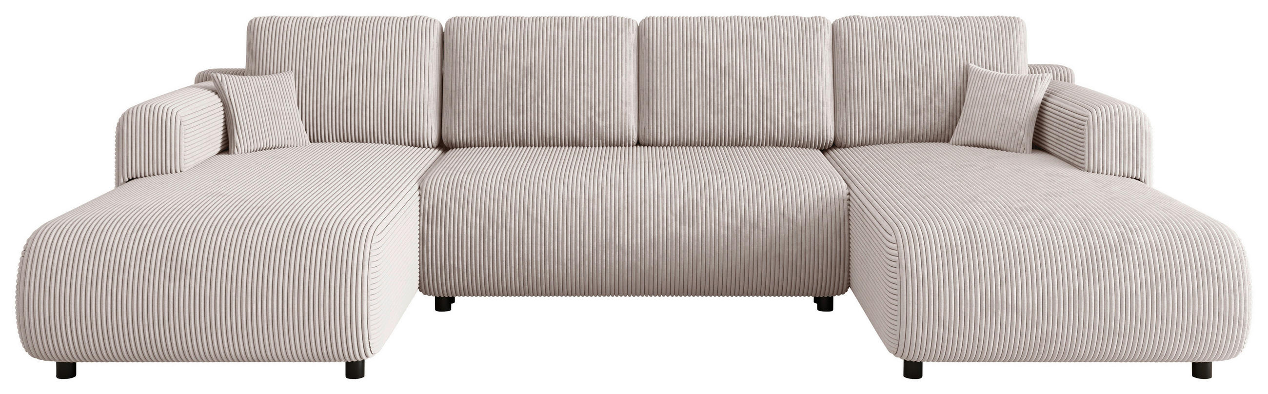 Wohnlandschaft inkl. Funktion Beige Cord  - Beige/Schwarz, KONVENTIONELL, Textil (200/360/200cm) - Xora