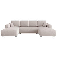 Wohnlandschaft inkl. Funktion Beige Cord  - Beige/Schwarz, KONVENTIONELL, Textil (200/360/200cm) - Xora