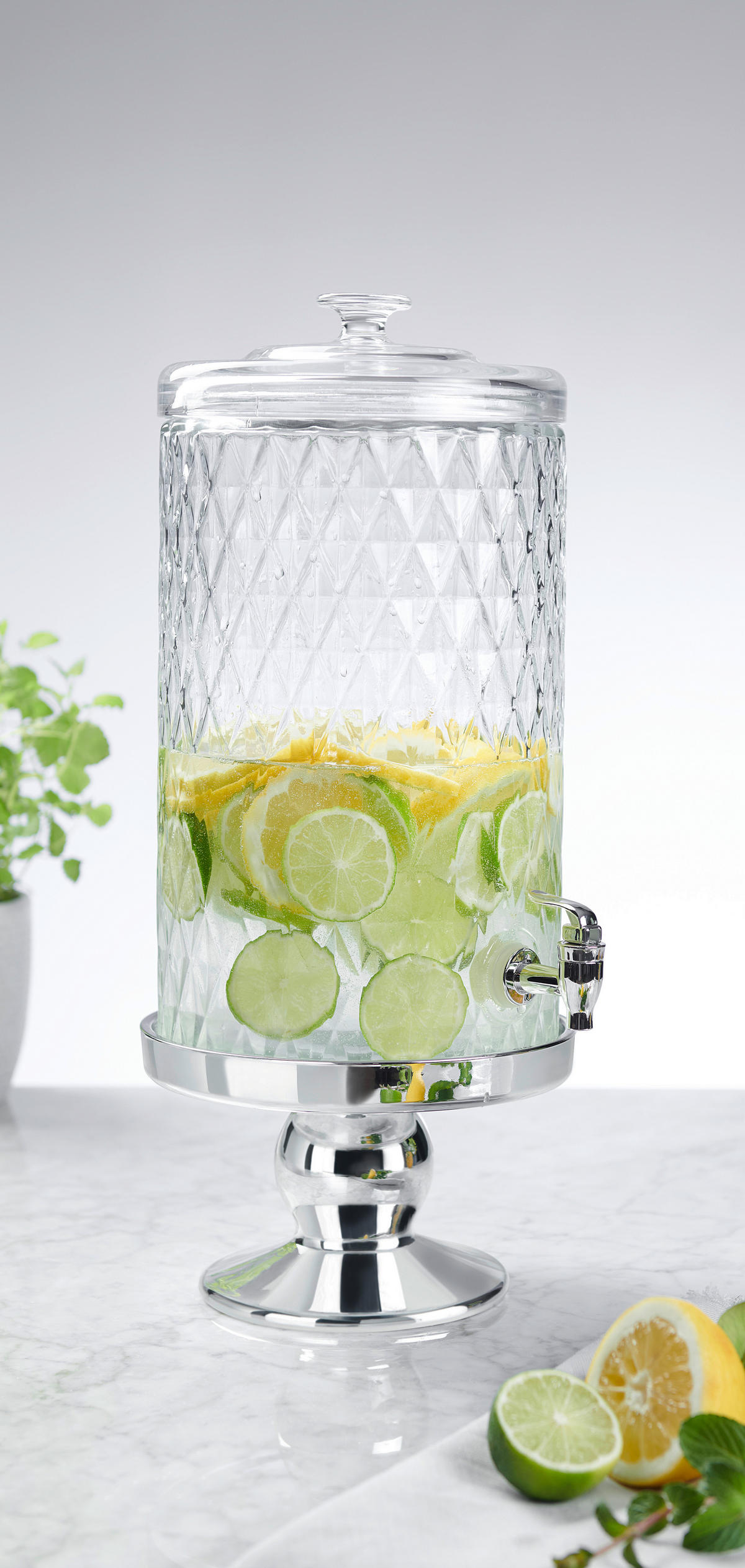 GETRÄNKESPENDER - Klar/Silberfarben, Trend, Glas/Kunststoff (7,6l) - Novel