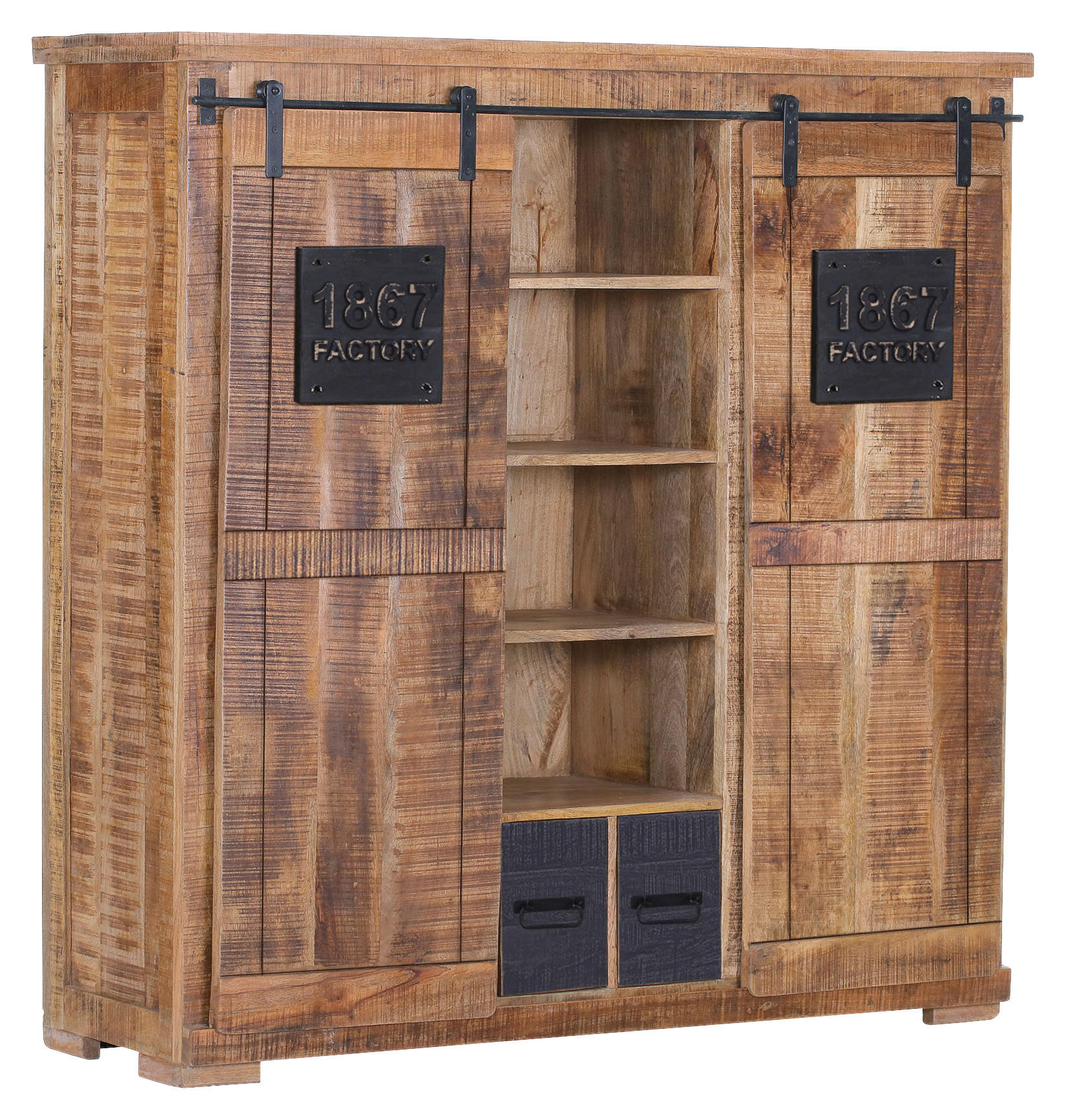 Landscape Highboard Natur, Schwarz 145x145x45 cm