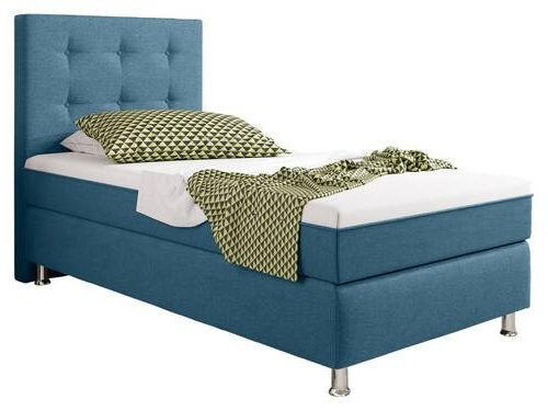 BOXSPRINGBETT 90/200 cm  in Blau  - Blau/Silberfarben, KONVENTIONELL, Textil/Metall (90/200cm) - MID.YOU