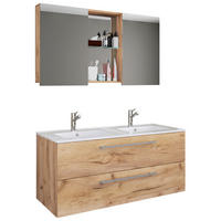 BADEZIMMER 3-teilig  in 112 cm  - Honigeiche/Alufarben, MODERN, Keramik/Holzwerkstoff (112cm) - MID.YOU