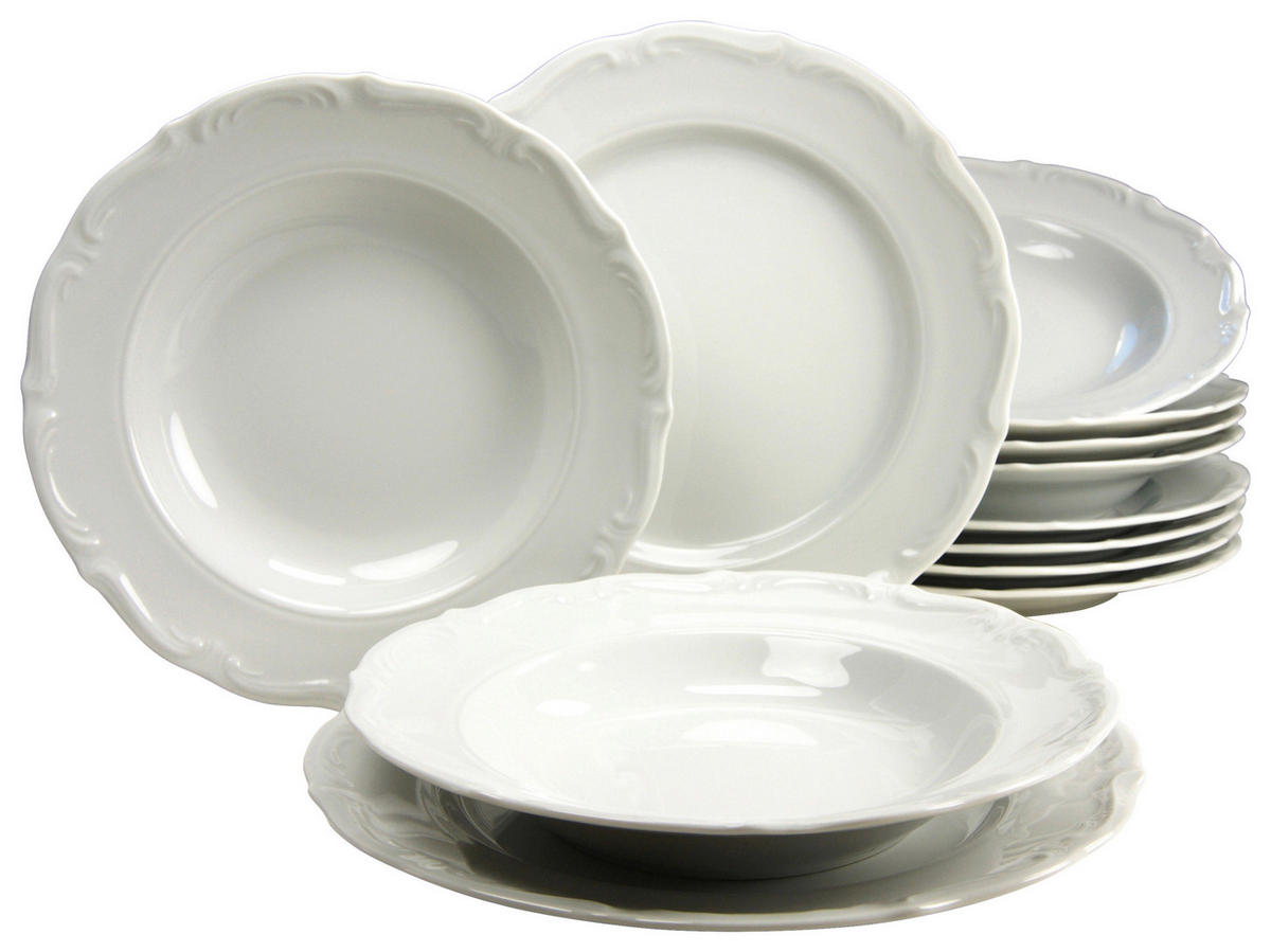 TAFELSERVICE Weiß MARIA THERESIA 12-teilig  - Weiß, Keramik - Creatable