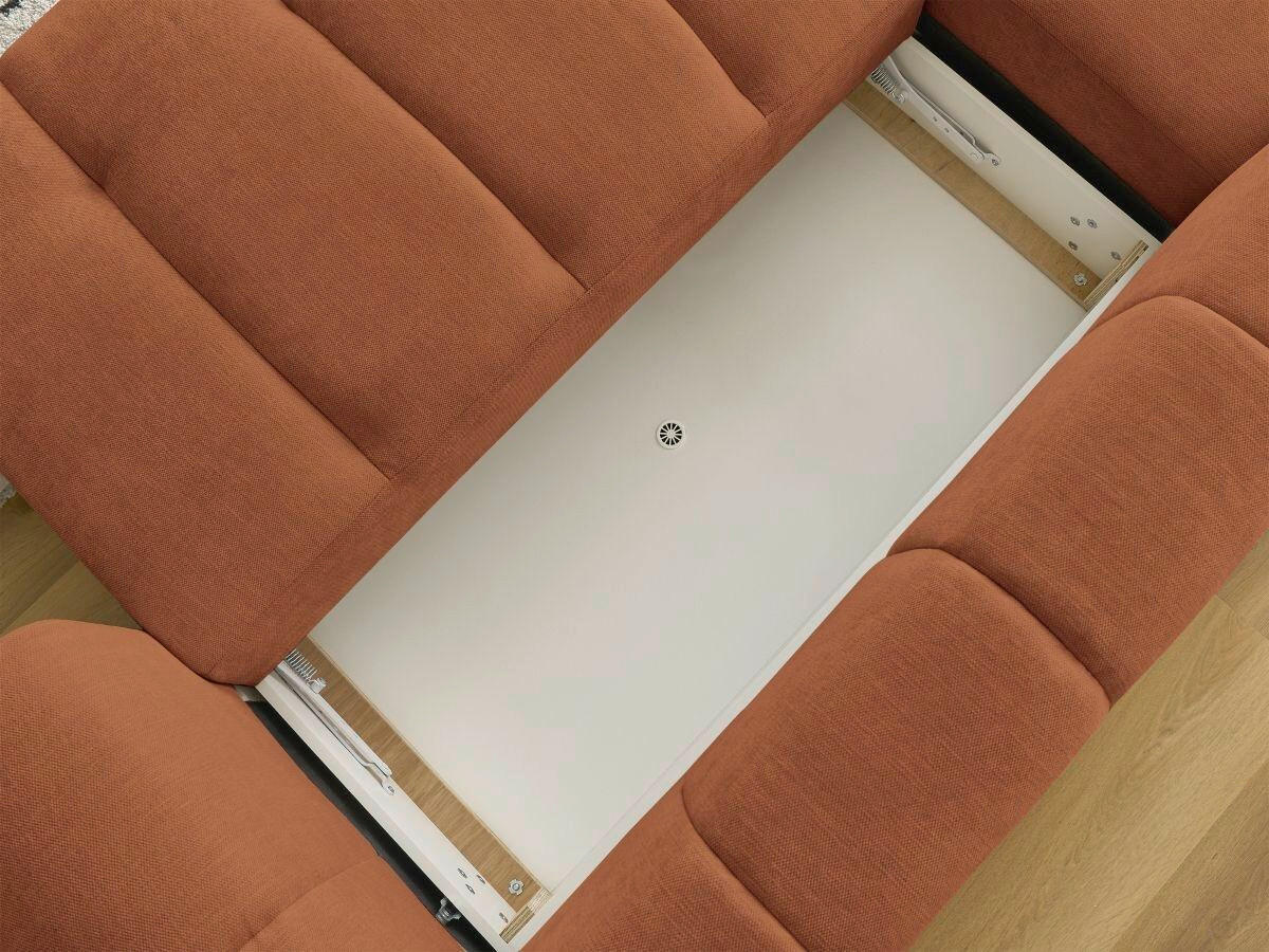 ECKSCHLAFSOFA FUJI Leinenoptik Orange  inkl.  - Schwarz/Orange, MODERN, Kunststoff/Textil (160/292cm)