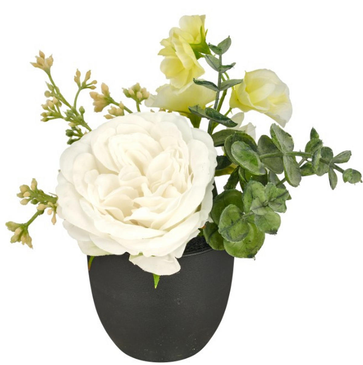 KUNSTPFLANZE Rose 16 cm  - Schwarz/Weiß, Basics, Kunststoff (16cm)