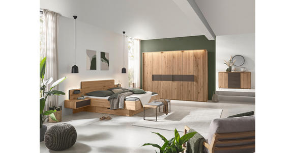 SIDEBOARD  in 154,6/88,2/44,2 cm  - Wildeiche/Schwarz, Natur, Glas/Holz (154,6/88,2/44,2cm) - Valnatura