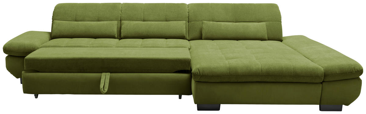 SEDEŽNA GARNITURA, gladka tkanina zelena  - črna/zelena, Design, kovina/tekstil (341/204cm) - Xora