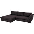 ECKSOFA in Flachgewebe Dunkelbraun  174/306 cm  - Dunkelbraun/Silberfarben, Design, Textil/Metall (174/306cm) - Carryhome