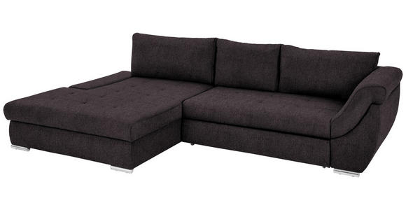 ECKSOFA in Flachgewebe Dunkelbraun  174/306 cm  - Dunkelbraun/Silberfarben, Design, Textil/Metall (174/306cm) - Carryhome