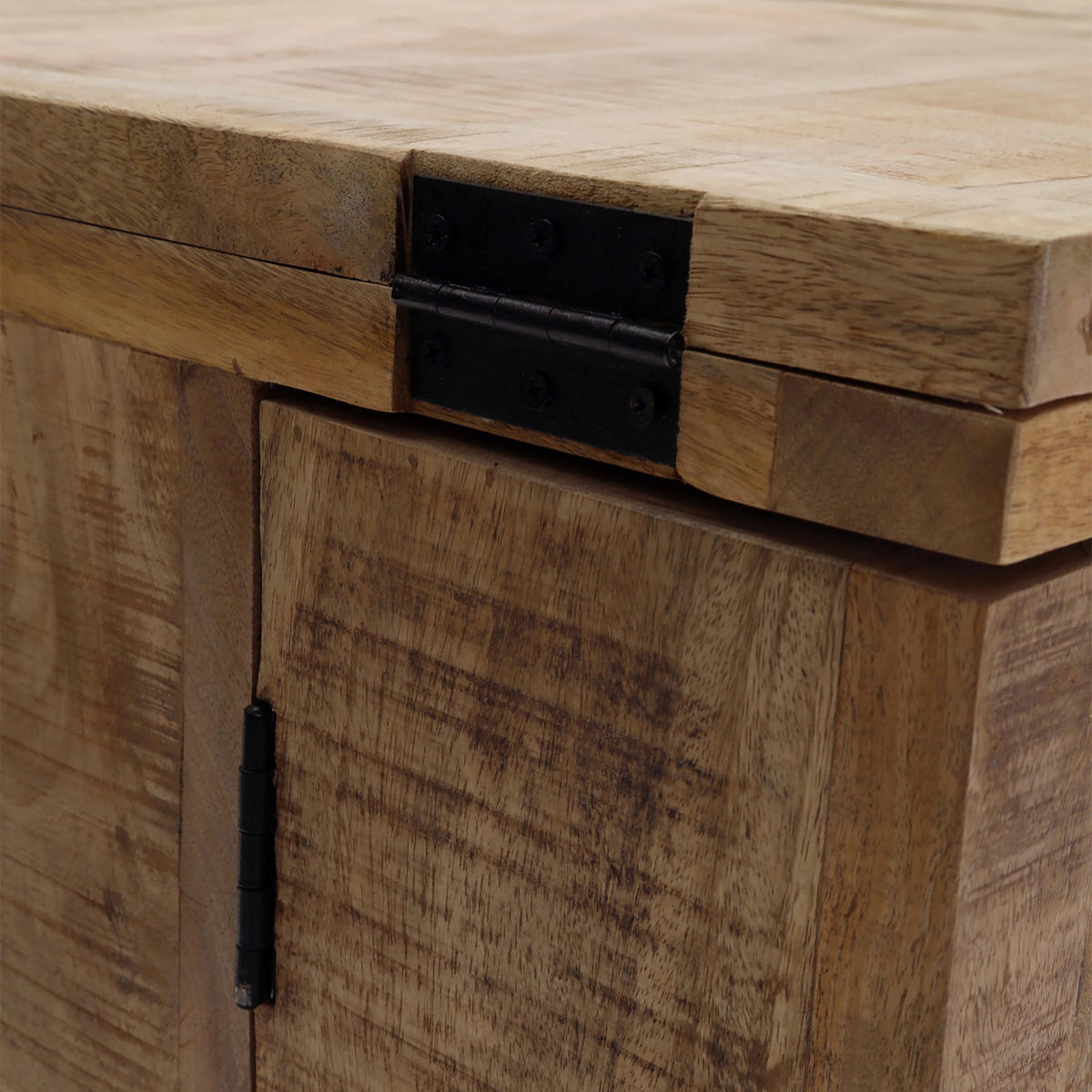 BAR Mangoholz massiv Naturfarben  - Schwarz/Naturfarben, Design, Holz/Metall (100-150/122/55cm) - Landscape