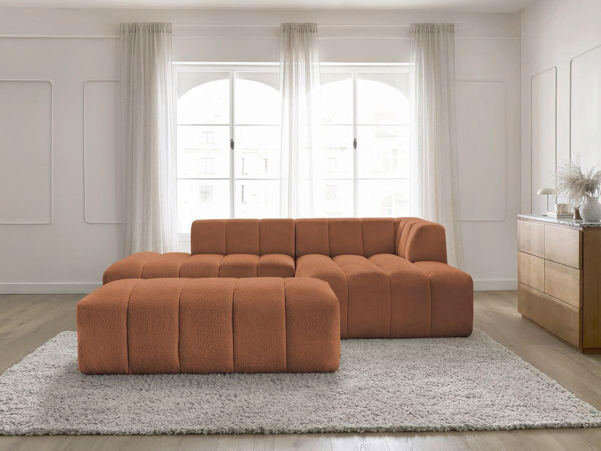 ECKSOFA  ANNECY Orange Bouclé  - Schwarz/Orange, MODERN, Kunststoff/Textil (262/170cm)