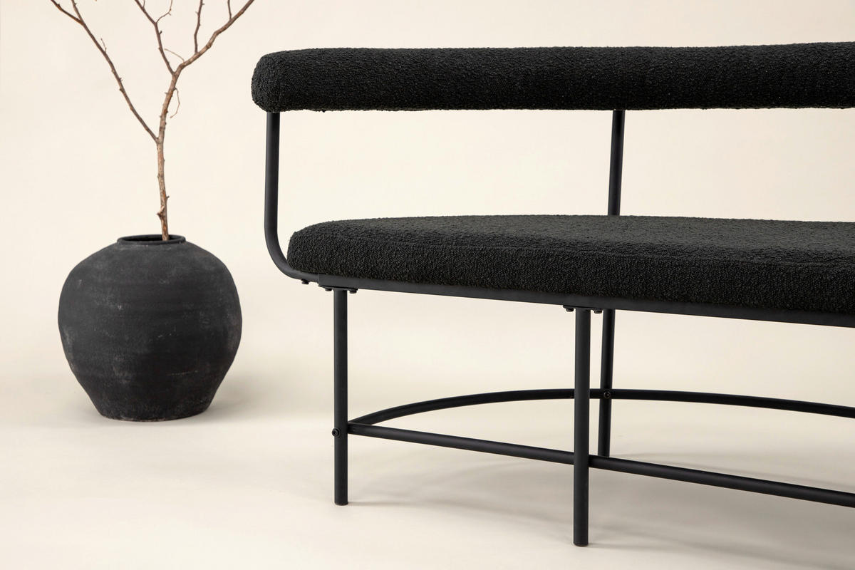 SITTBÄNK i metall, textil svart  - svart, Design, metall/textil (165/75/51cm) - Livetastic
