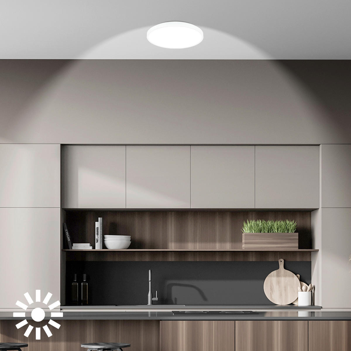 LED-DECKENLEUCHTE Kaida 38/6,5 cm   - Weiß, Basics, Kunststoff/Metall (38/6,5cm)