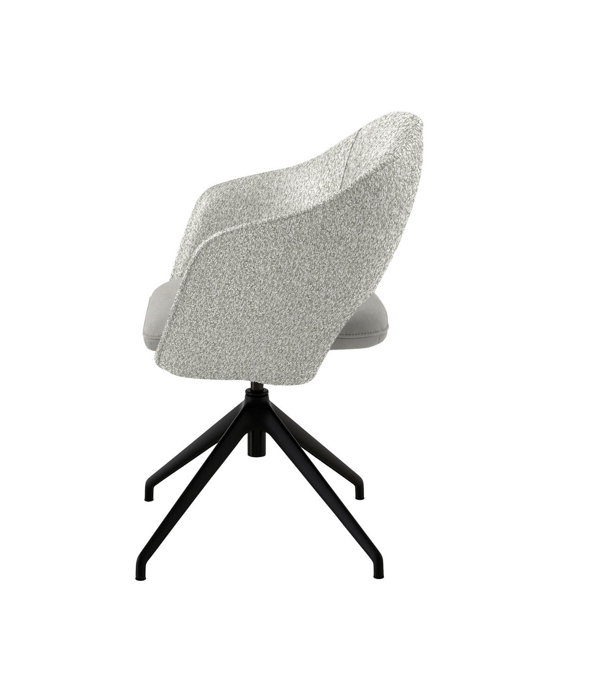 ARMLEHNSTUHL  Stoffauswahl, Wippfunktion, Sitzfläche 360° drehbar, gepolsterte Armlehnen Flachgewebe  - Hellgrau/Schwarz, Design, Textil/Metall (63/74-90/57-73cm) - Koinor