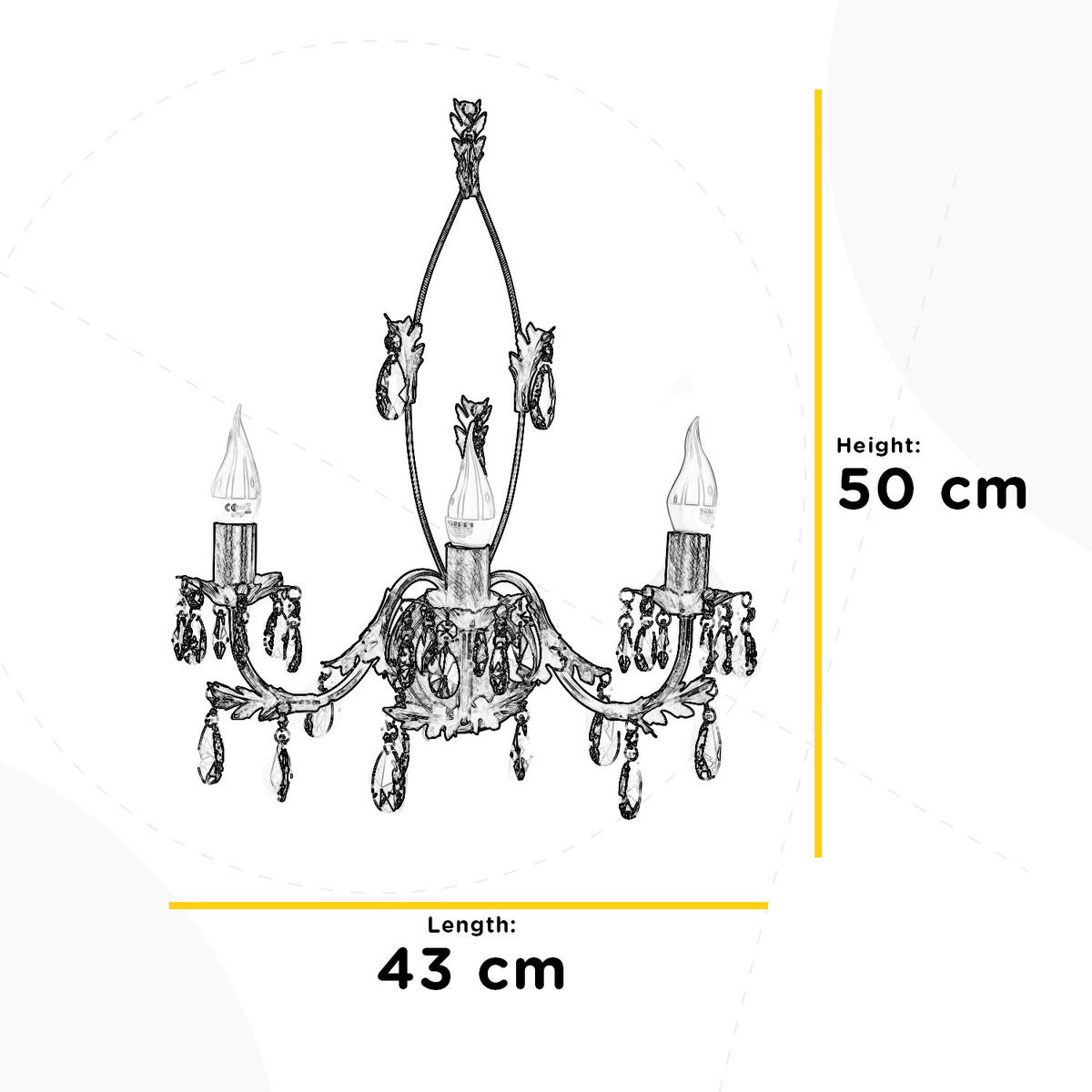 WANDLEUCHTE 43/32/50 cm   - Cognac, KONVENTIONELL, Glas/Metall (43/32/50cm)