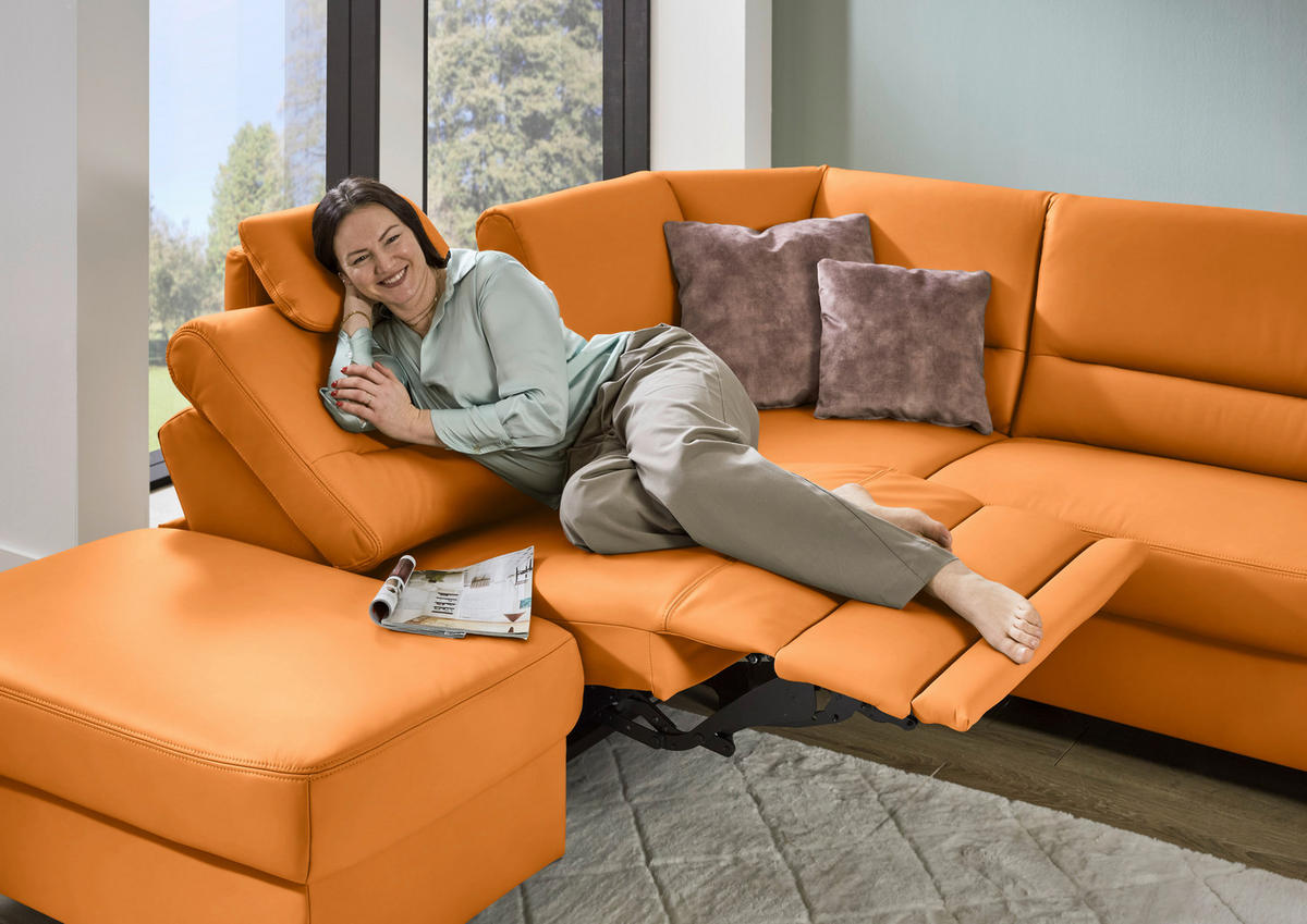 ECKSOFA  in Echtleder Currygelb  249/290 cm  - Currygelb/Schwarz, KONVENTIONELL, Leder/Metall (249/290cm) - Beldomo Premium