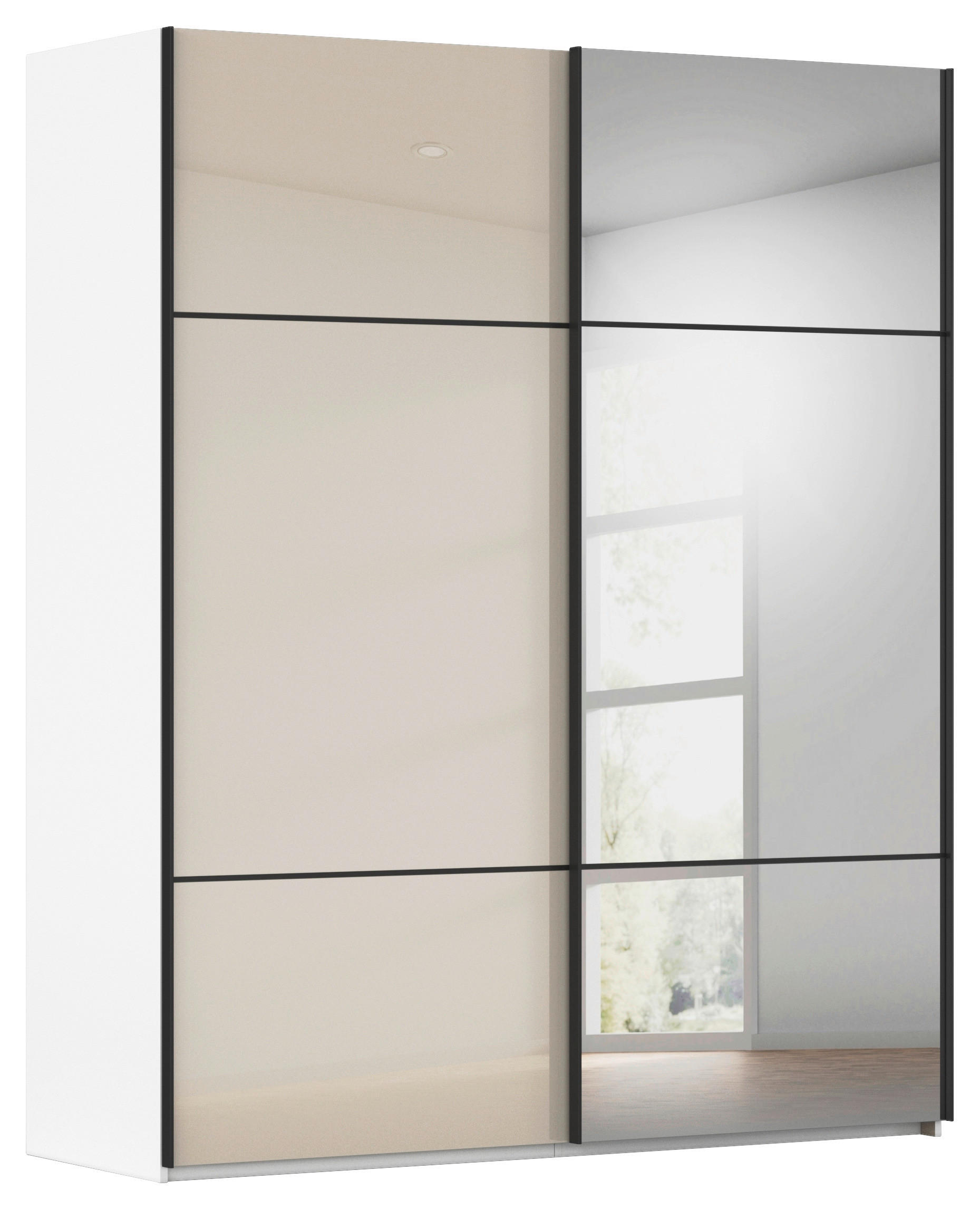Novel Schwebetürenschrank Covalo Weiß, Champagner 201x223x68 cm