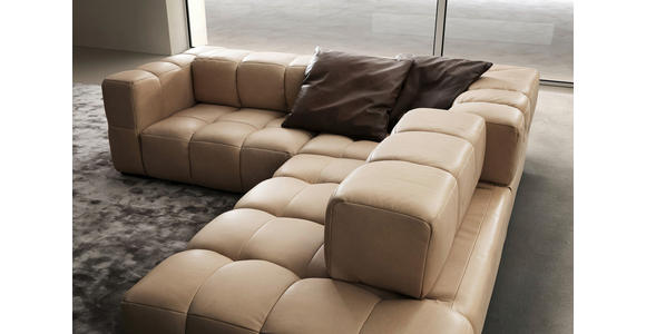 ECKSOFA in Echtleder Hellbraun 244/255 cm - Hellbraun/Schwarz, Design, Leder/Metall (244/255cm) - Emilio Belluti