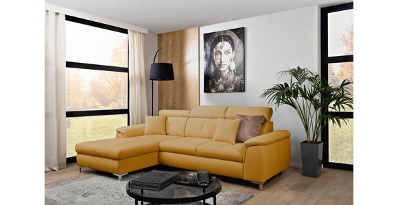 ECKSOFA Senfgelb Flachgewebe  - Chromfarben/Senfgelb, KONVENTIONELL, Textil/Metall (175/268cm) - Carryhome