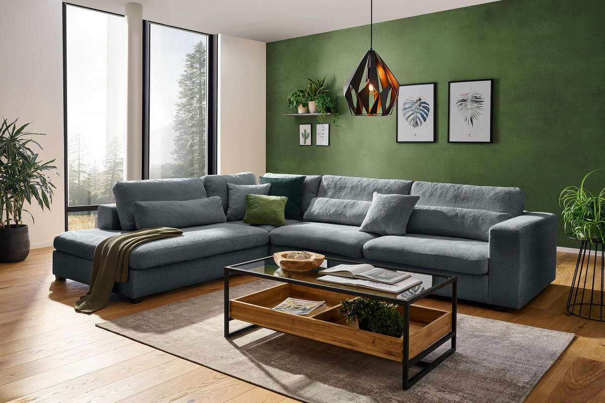 ECKSOFA Dunkelgrau Chenille  - Dunkelgrau/Schwarz, KONVENTIONELL, Kunststoff/Textil (250/314cm) - Carryhome