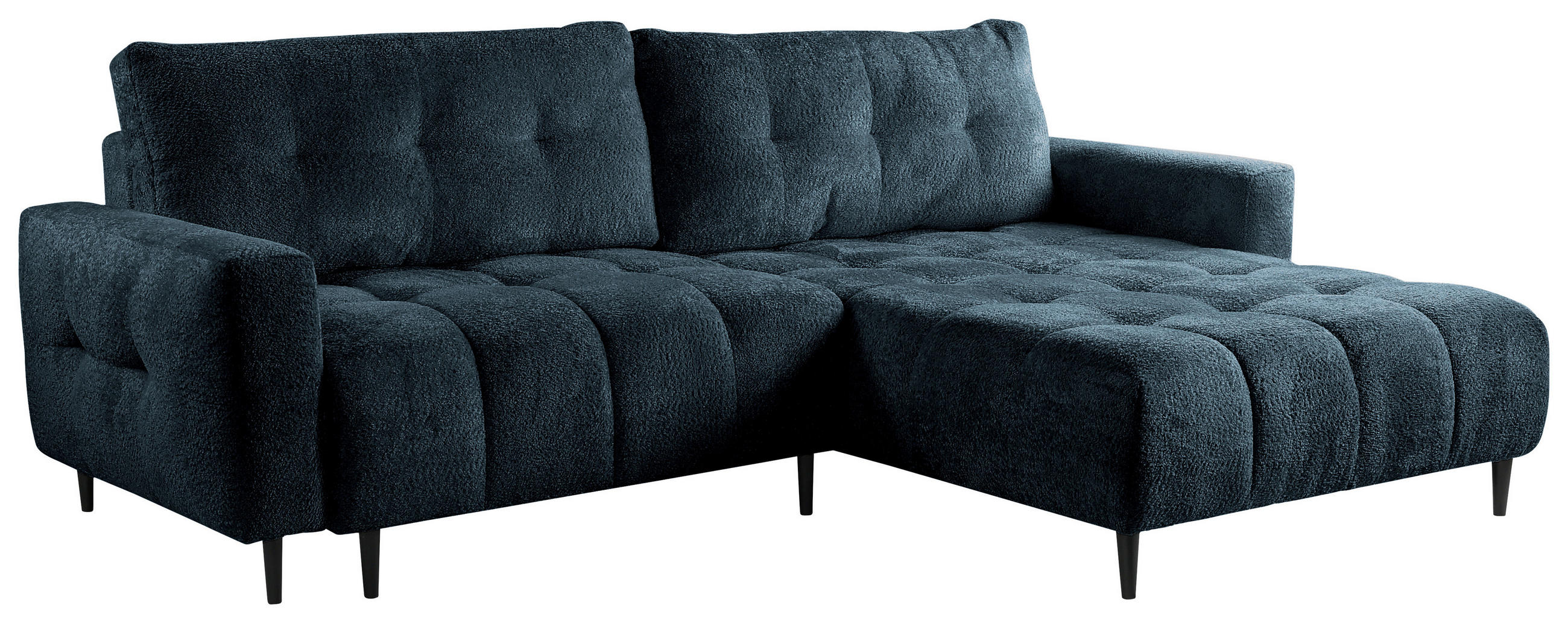 ECKSOFA Blau Chenille  - Blau/Schwarz, KONVENTIONELL, Holz/Textil (266/180cm) - Carryhome